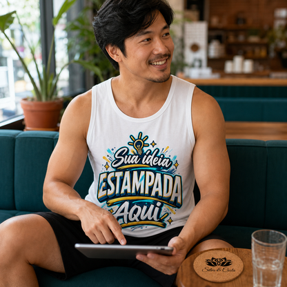 Regata Branca Personalizada Masculina 100% Algodão - imagem lifestyle 3