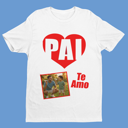 Camiseta Personalizada Dia dos Pais com foto PAI Te Amo ❤️