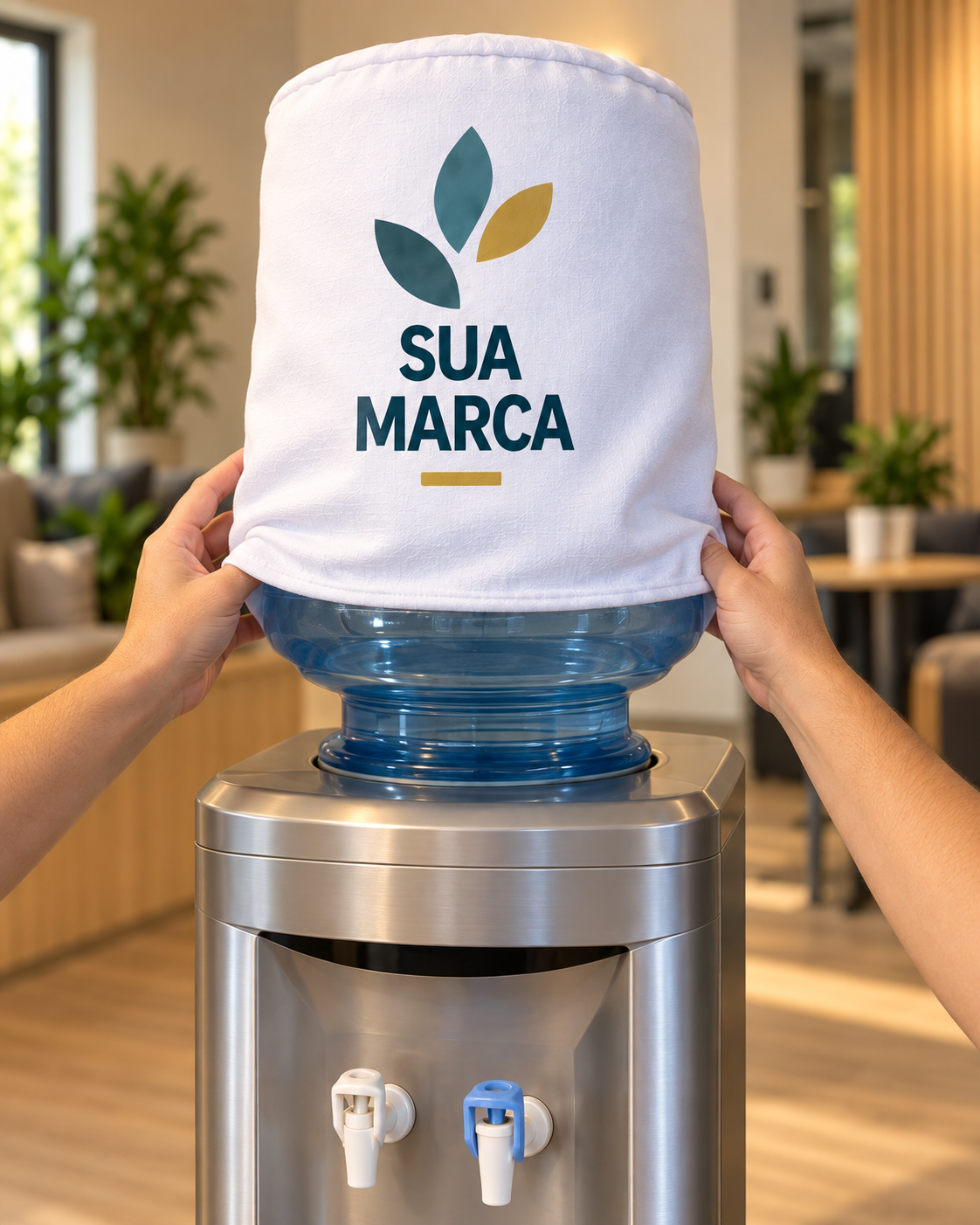 Primeira imagem ilustrativa da capa aplicada em um galão de 20 litros.