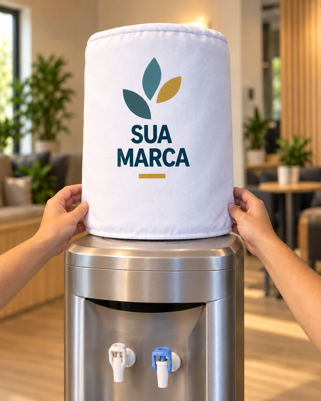 Segunda imagem ilustrativa da capa aplicada em um galão de 20 litros.